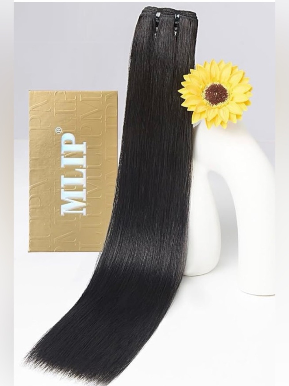 18"‎ Natural Black Sew-In Human Hair Extensions Single Bundle #089